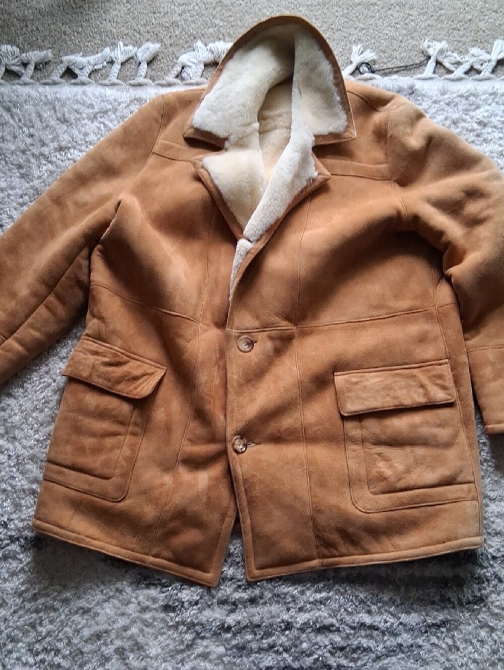 Womans Tan Shearling-Lined Winter Coat 48 - Picture 2 of 10